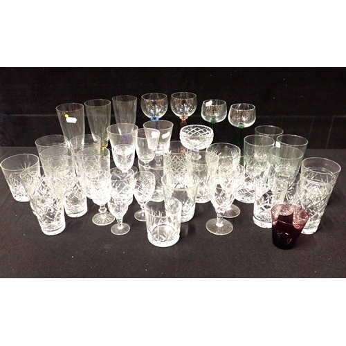 77 - A COLLECTION OF GLASS WARE, INCLUDING TUMBLERS etc