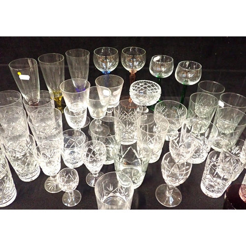 77 - A COLLECTION OF GLASS WARE, INCLUDING TUMBLERS etc