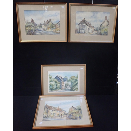840 - BRENDA PICKETT: FOUR DORSET WATERCOLOURS, 'ABBOTSBURY' 'Nottington Village, Weymouth', 'Burton Brads... 