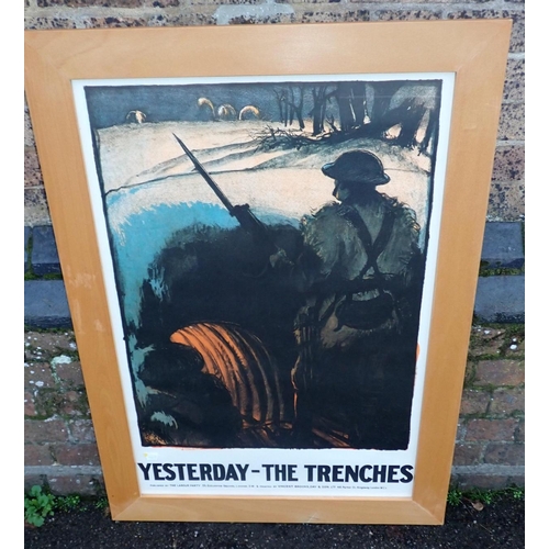 859 - GERALD SPENCER PRYSE: 'YESTERDAY - THE TRENCHES' 1971 REPRINT of the 1923 Labour Party poster (repri... 