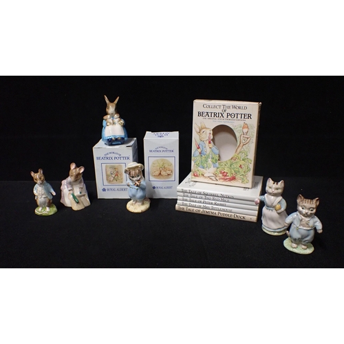 87 - A SMALL COLLECTION OF BEATRIX POTTER FIGURES & BOOKS