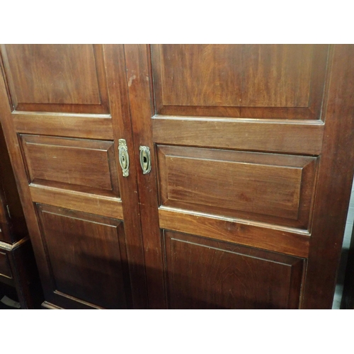 971 - A MAHOGANY CHANNEL ISLANDS TYPE WARDROBE on tall bracket feet, 203cm high,131cm wide (at cornice) 61... 