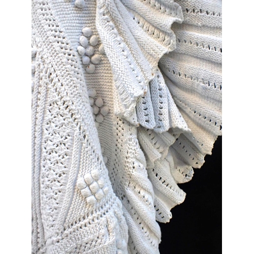 98 - A QUANTITY OF LINEN AND LACE including a crocheted cotton bed cover, possibly Maltese