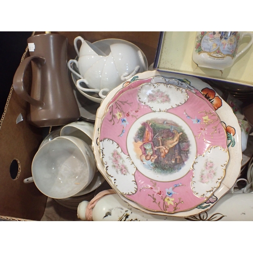 110 - A JAPANESE TEA SET, A GLASS FORGET-ME-NOT ROLLING PIN 1935 Jubillee cup, saucer and plate (orig. box... 