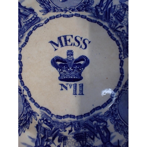 36 - NINE ROYAL NAVY MESS PLATES, TRANSFER PRINTED three intact, six damaged