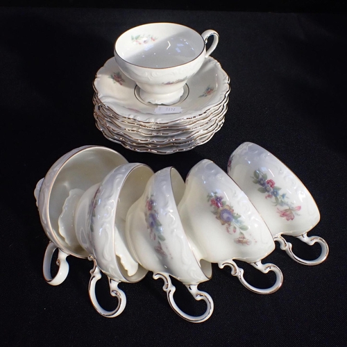 105 - A ROYAL STAFFORD 'GLORIA' FLORAL TEA SET for twelve, and six Rosenthal 'Pompadour' coffee cups and s... 