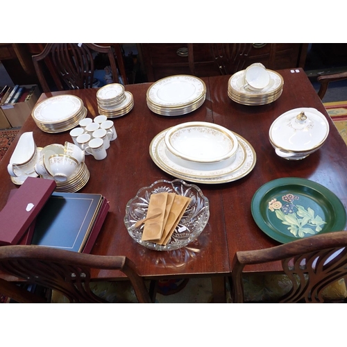 106 - A ROYAL DOULTON PART DINNER SERVICE 'BELMONT' (some wear) with placemats, glass bowl and a painted a... 