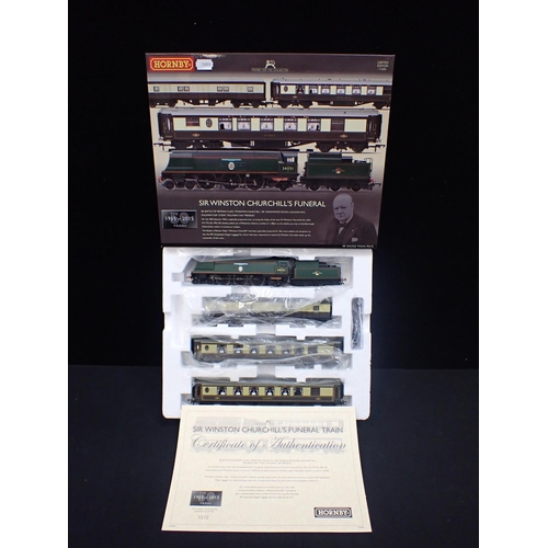 161 - HORNBY 00 GAUGE BOXED TRAIN SET Limited Edition Sir Winston Churchill's Funeral. Sound chip fitted.