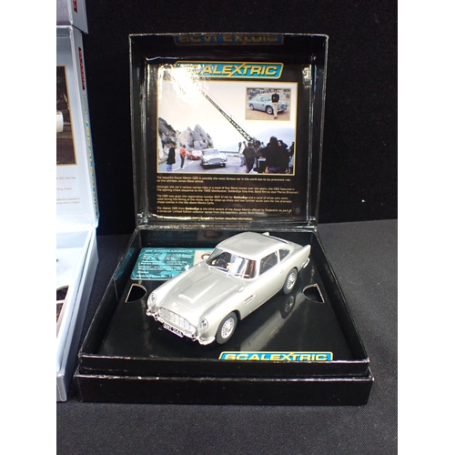 172 - FOUR SCALEXTRIC JAMES BOND CARS Casino Royale x 2, Goldfinger, Goldeneye