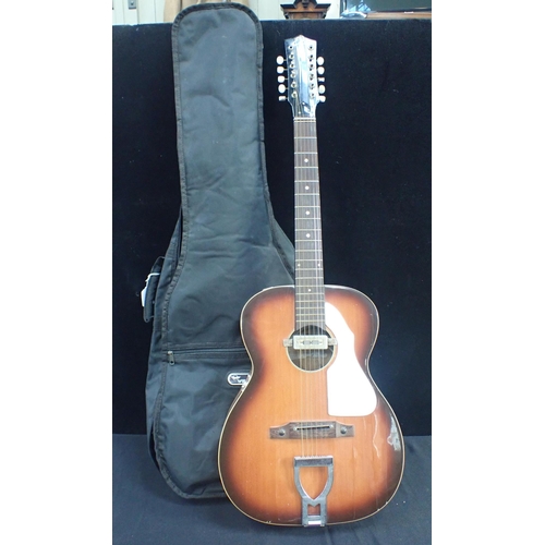 192 - AN EKO ACOUSTIC GUITAR, 'RANCHERO' MODEL with soft carrying case