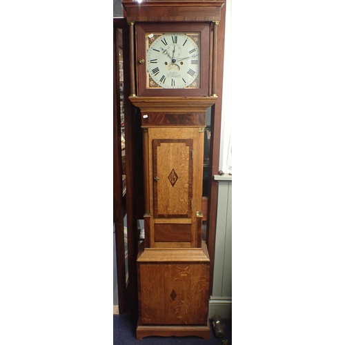 197 - A 19TH CENTURY OAK EIGHT-DAY LONG CASE CLOCK the 30cm painted dial signed 'Hordern, Leamington' (cas... 