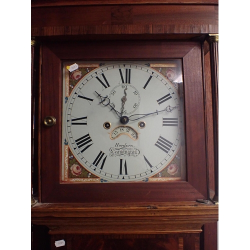 197 - A 19TH CENTURY OAK EIGHT-DAY LONG CASE CLOCK the 30cm painted dial signed 'Hordern, Leamington' (cas... 