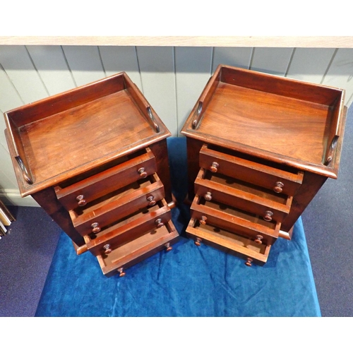 212 - A PAIR OF VICTORIAN STYLE MAHOGANY MINIATURE CHESTS OF DRAWERS each with four drawers, width 34 cms,... 