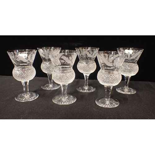 250 - SIX EDINBURGH CRYSTAL 'THISTLE' WHITE WINE GLASSES