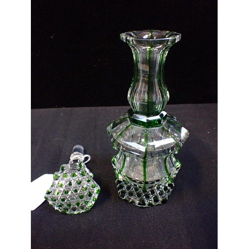 253 - A BOHEMIAN GLASS SCENT BOTTLE 20cm high