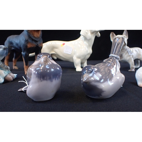 283 - TWO ROYAL COPENHAGEN PORCELAIN BIRDS a Bing and Grondahl mouse, and other items