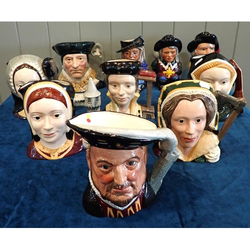 284 - A ROYAL DOULTON HENRY VIII CHARACTER JUG, FIVE OF HIS WIVES another of Thomas More, and a Staffordsh... 