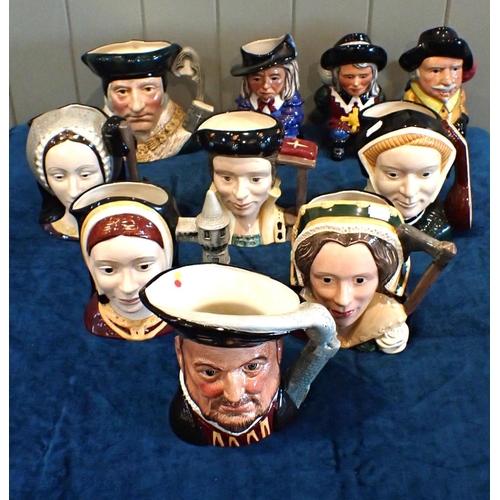 284 - A ROYAL DOULTON HENRY VIII CHARACTER JUG, FIVE OF HIS WIVES another of Thomas More, and a Staffordsh... 