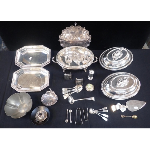 340 - A QUANTITY OF SILVER PLATED SERVING DISHES