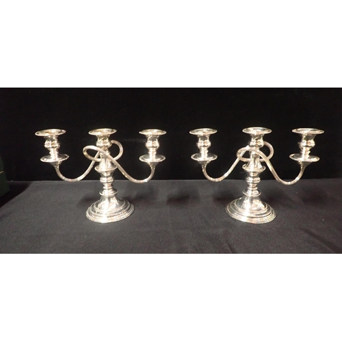 343 - A QUANTITY OF SILVER-PLATED WARE including a pair of three-branch candelabra an empty canteen case, ... 