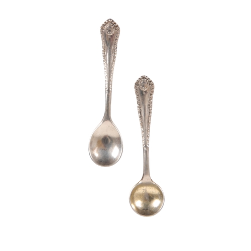 380 - A GEORGE III SILVER FIDDLE AND THREAD PATTERN MUSTARD SPOON by Eley & Fearn, London 1799, one other ... 