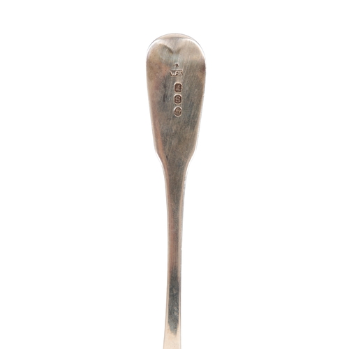 405 - A GEORGE III SILVER FIDDLE PATTERN SAUCE LADLE by William Eaton, London 1813, a Russian 84 standard ... 