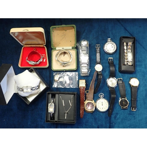 448 - A LADIES' 9CT GOLD WRISTWATCH a quantity of various gentlemen's wristwatches; and two Ingersoll pock... 