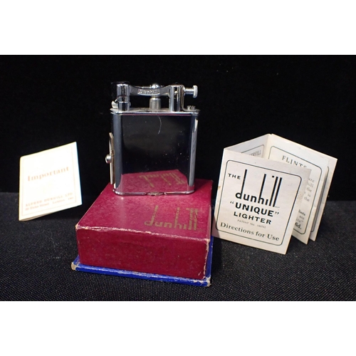 490 - A DUNHILL STANDARD LIGHTER plain chrome, Pat. No. 390107, in Dunhill box with directions for use for... 