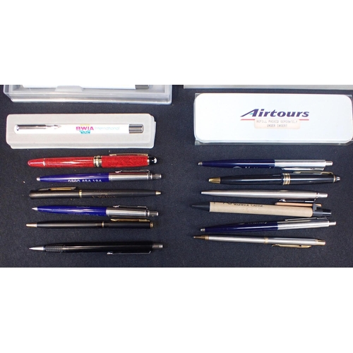 495 - A QUANTITY OF VARIOUS PENS including Parker, British Airways, Cyprus Airways, Monarch Airlines, BWIA... 