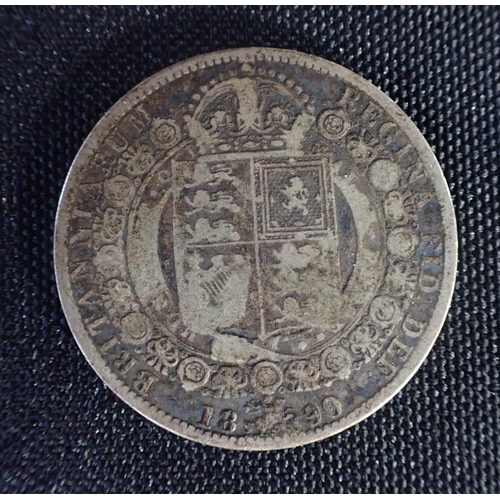 503 - AN 1890 QUEEN VICTORIA HALF CROWN and a quantity of various pennies, threepences, sixpences and mixe... 