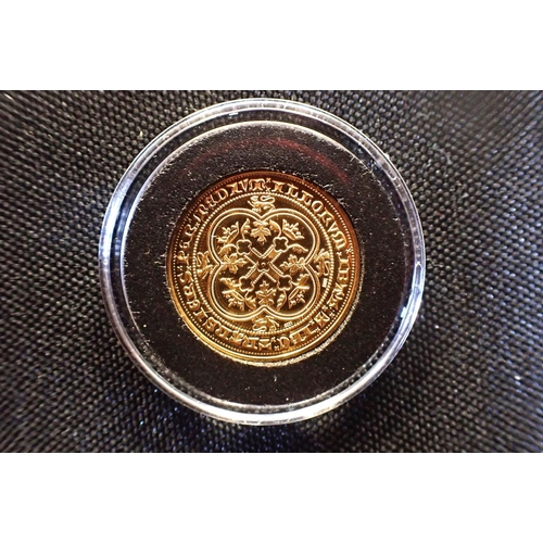 507 - THE MILLIONAIRES COLLECTION: A KING EDWARD III DOUBLE LEOPARD REPLICA GOLD COIN issued by the London... 