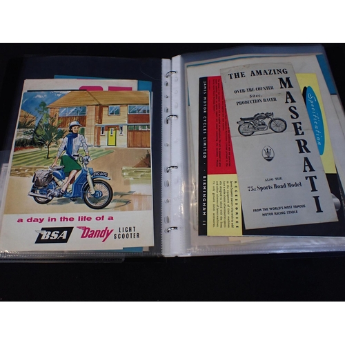 554 - A COLLECTION OG MOTOR BIKE BROCHURES to include Triumph, Vespa, Royal Enfield and many more