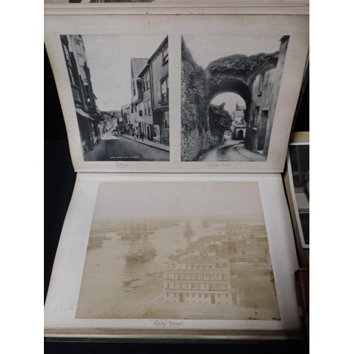 563 - A VICTORIAN PHOTOGRAPH ALBUM to include images of towns, cathedrals, Suez, Paris and more with a scr... 