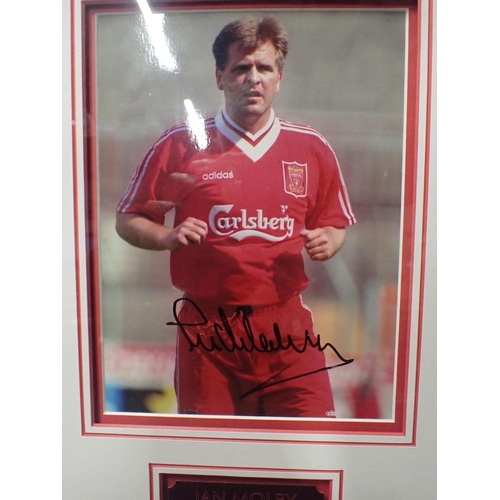 564 - FRAMED SIGNED 'JAN MOLBY' PICTURE authentic autograph of former Liverpool and Danish footballer Jan ... 