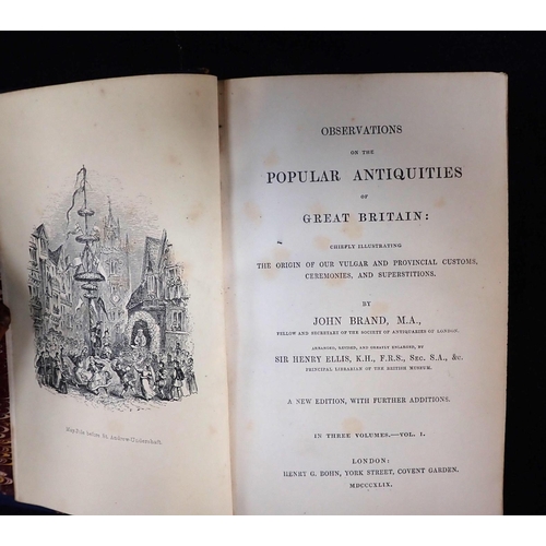 566 - JOSEPH STRUTT, SPORTS AND PASTIMES OF THE PEOPLE OF ENGLAND London 1845, with John Brand, Observatio... 