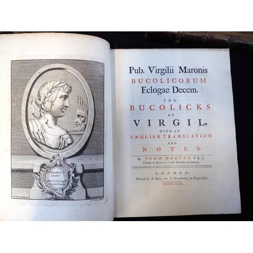 632 - MARTYN'S VIRGIL The Bucolics of Virgil b,y John Martyn, London 1749, two vols, with Oeuvres de Fenel... 