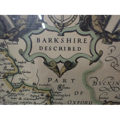 669 - TWO REPRODUCTON COLOUR MAPS - 'SURREY' AND 'BARKSHIRE ' in wood frames