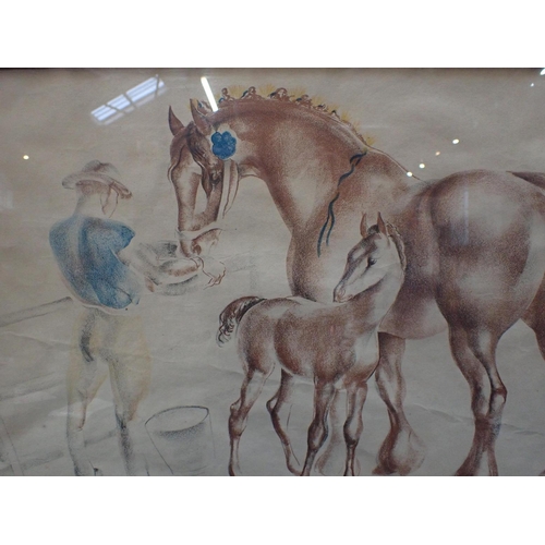 678 - JOHN SKEAPING: HORSE AND FOAL SCHOOL PRINT, 1945 lithograph, in contemporaneous oak frame 46.5 x 73c... 