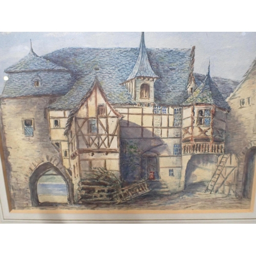 698 - 19TH CENTURY CONTINENTAL SCHOOL, VIEW AT RHENSE, FRANCE watercolour, 35.5 x 38.5cm (framed), and a 2... 