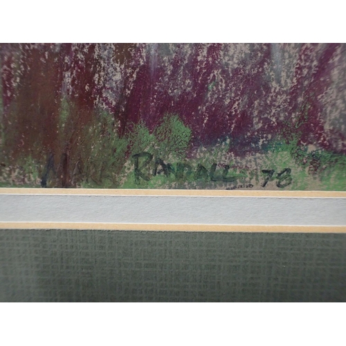 699 - PASTEL, WOODLAND SCENE The Ore at Framlingham, Suffolk, signed by artist Mark Randall with label on ... 