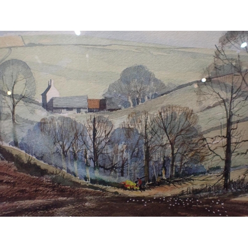 700 - LEN HUBBARD: WINTRY SCENE watercolour 39 x 57cm (framed)