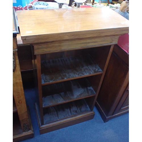 777 - A VICTORIAN WALNUT AND EBONISED PIER BOOKCASE with ormolu mounts 77cm wide, and a smaller open bookc... 