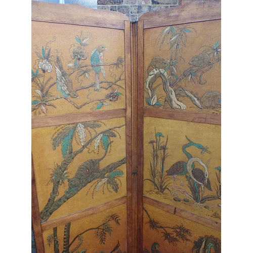 798 - A 19TH CENTURY FOUR-PANEL CHINOISERIE SCREEN each leaf with three double-sided lacquer panels decora... 