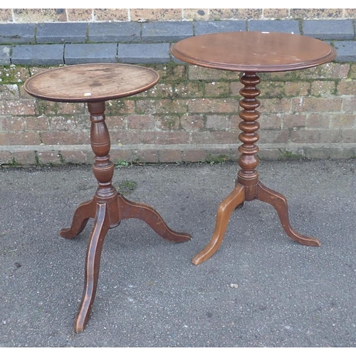 812 - A GEORGE III COUNTRY ELM AND MAHOGANY TRIPOD TABLE 37cm dia, and a Victorian mahogany tilt-top tripo... 