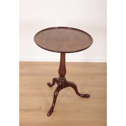 17 - A GEORGE III MAHOGANY TRIPOD TABLE

the dished tilt top on a baluster turned stem with cabriole legs... 