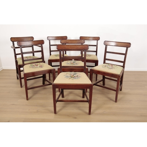 26 - AN ASSOCIATED SET OF TEN REGENCY MAHOGANY DINING CHAIRS

seven with reeded bar backs over square dro... 