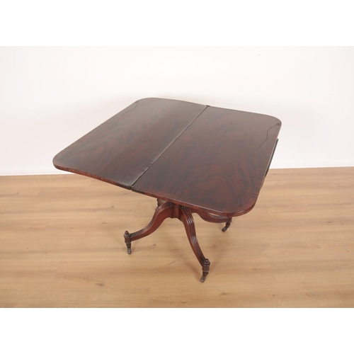 113 - A MAHOGANY TEA TABLE

early 19th century, the crossbanded top opening to a conforming interior, on t... 