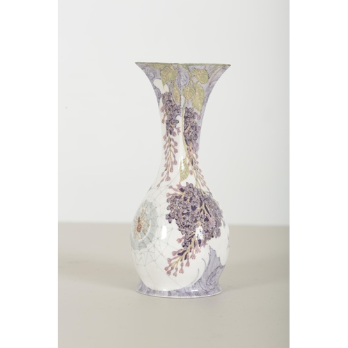 121 - TWO ROZENBURG EGGSHELL PORCELAIN VASES

one example decorated with purple flowers and a spider's web... 