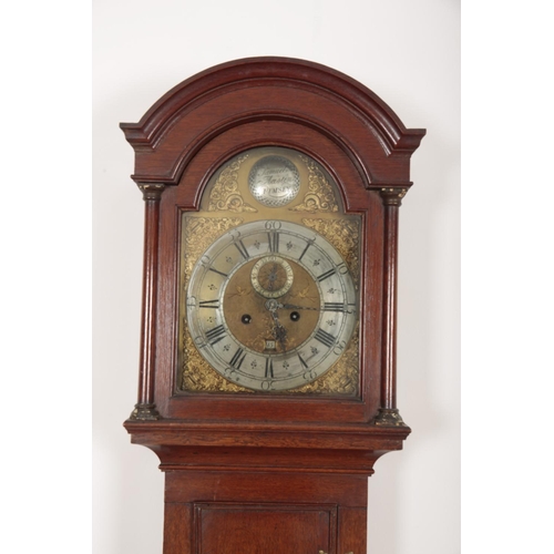 134 - AN OAK LONGCASE CLOCK BY SAMUEL AUSTIN OF RUMSEY

late 18th century, the 31cm brass dial with silver... 