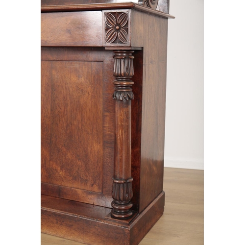 160 - A VICTORIAN ROSEWOOD CHIFFONIER

the high back with foliate scroll cresting above the single shelf, ... 